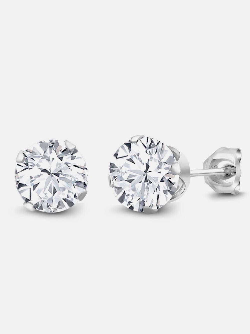 925 Sterling Silver White Cubic Zirconia CZ Stud Earrings For Women Men | 2.00